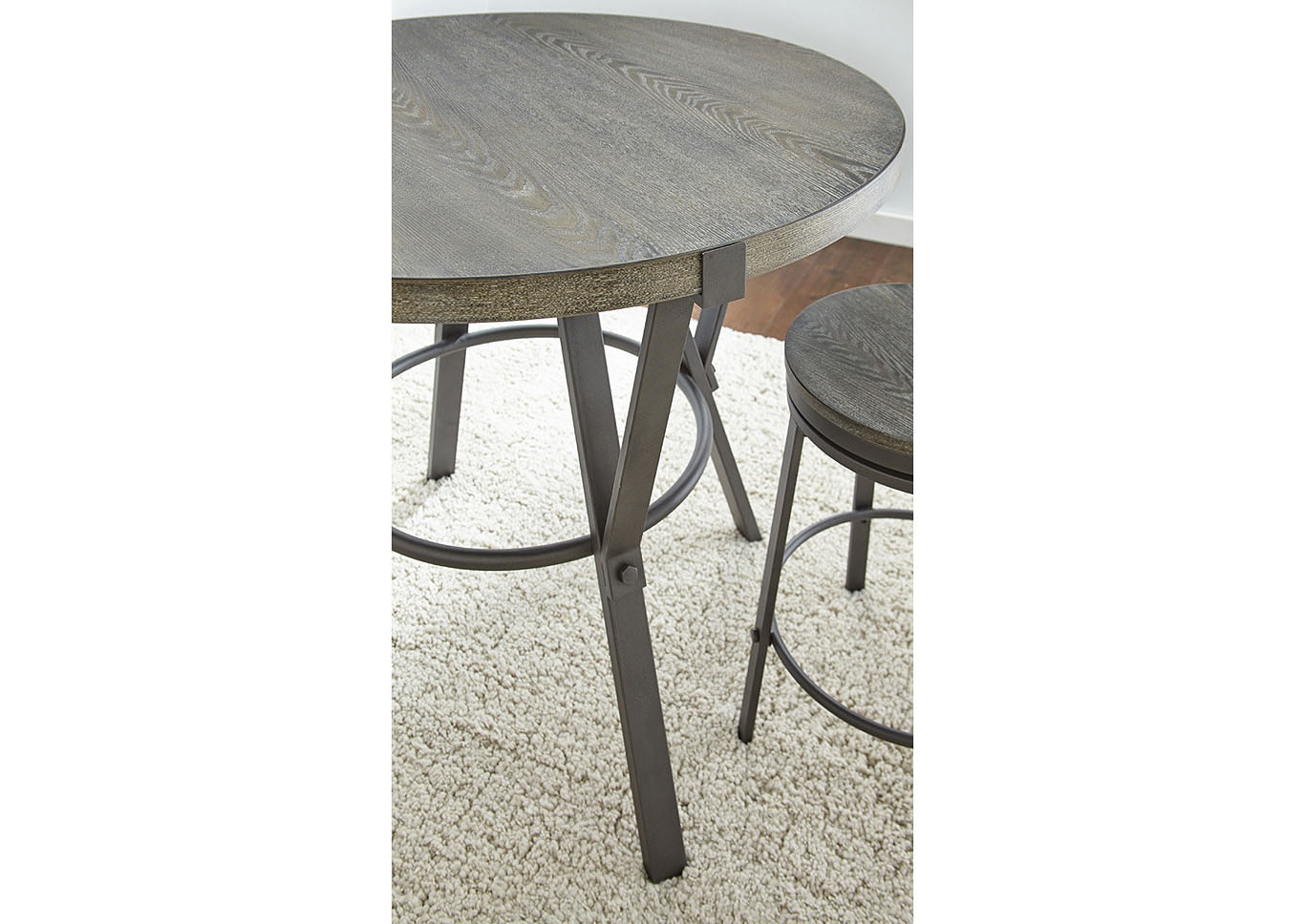 Portland Grey Counter Dining Set W/ 4 Stools,Steve Silver