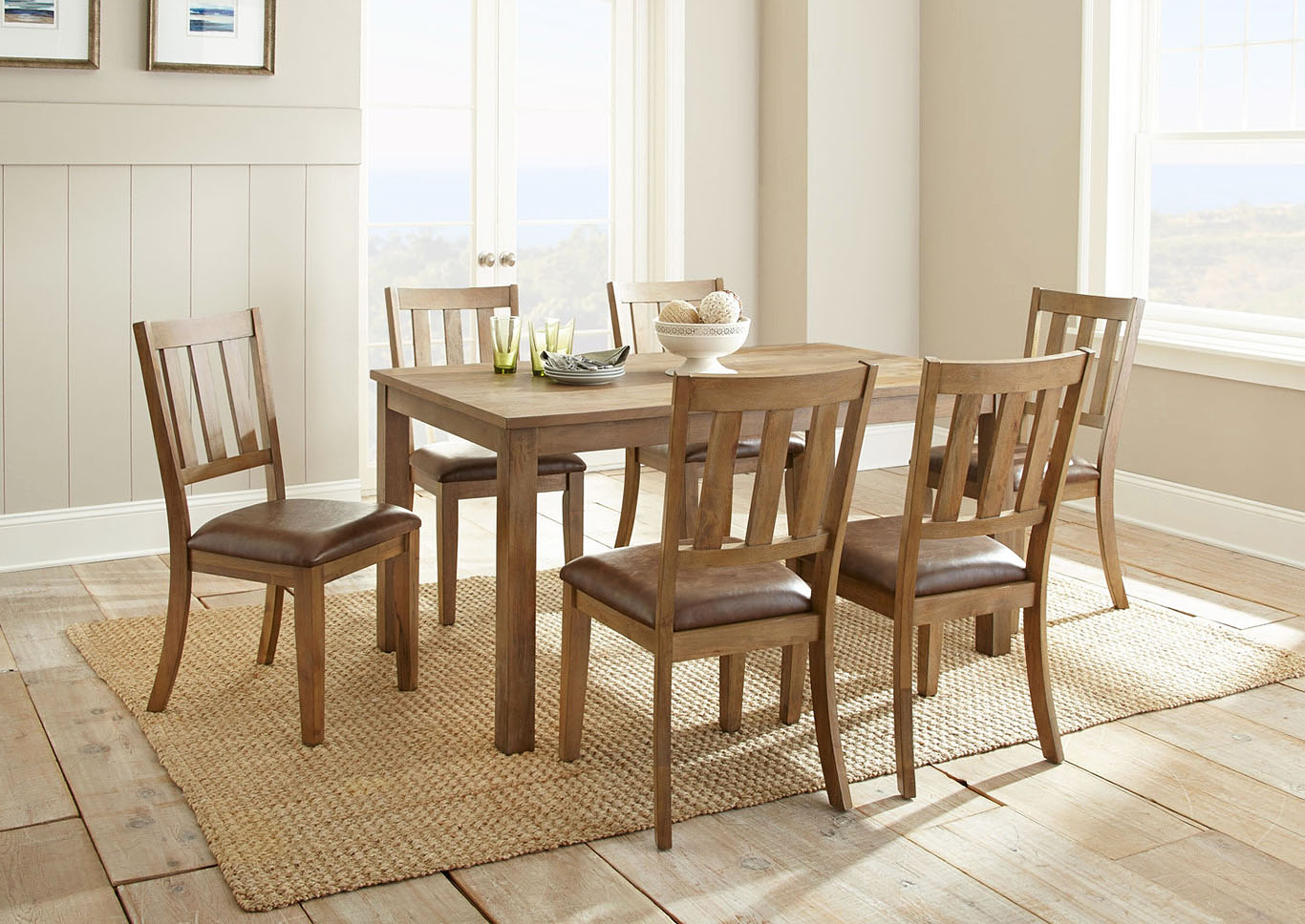 Ander Brown Rectangular Dining Set W/ 6 Chairs