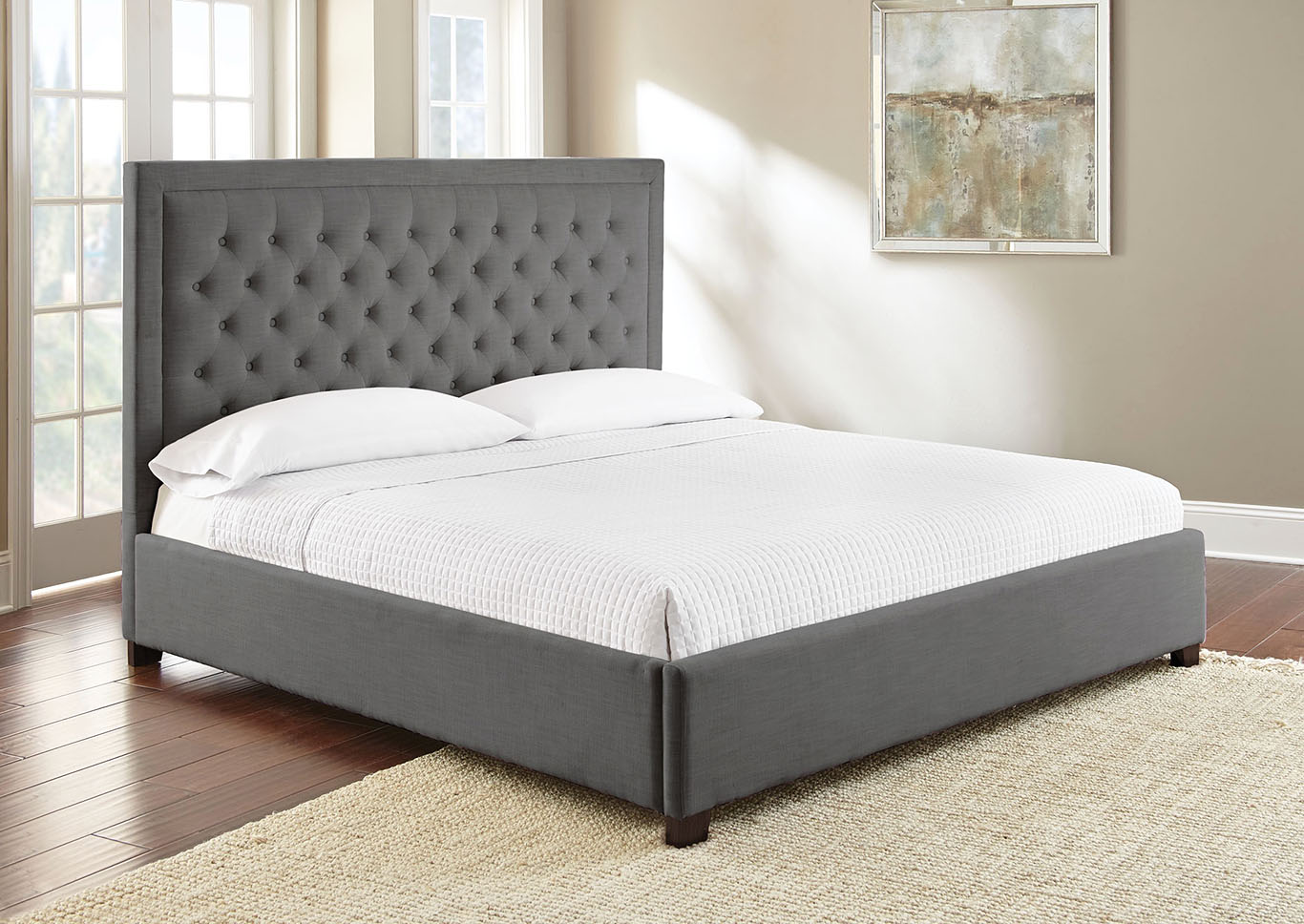 Isadora Grey Upholstered King Bed,Steve Silver