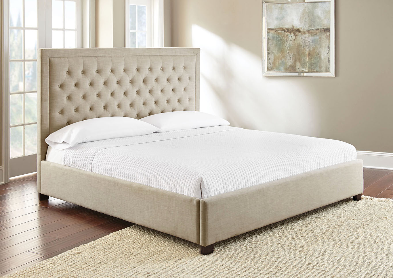 Isadora Sand Upholstered King Bed,Steve Silver