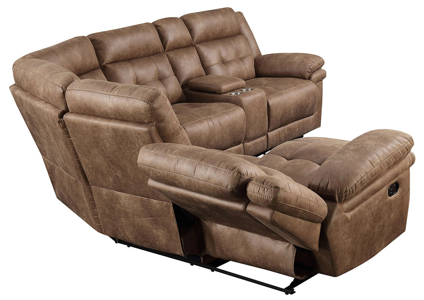 Anastasia Cocoa Right Arm Loveseat w/ Console & 1 Recliner,Steve Silver