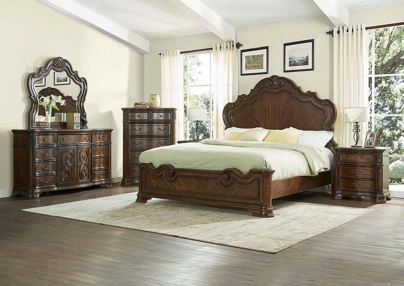 Royale Brown Panel Queen Bed,Steve Silver