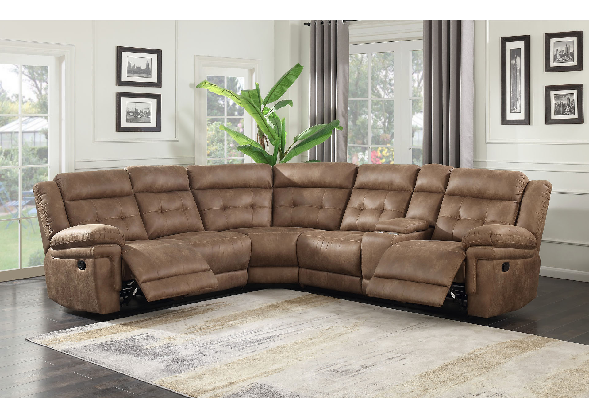 Anastasia Cocoa 3 Piece Sectional Sofa,Steve Silver