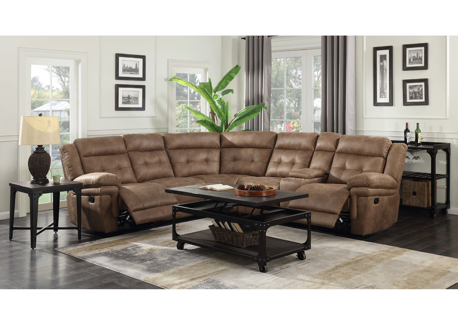 Anastasia Cocoa 3 Piece Sectional Sofa,Steve Silver