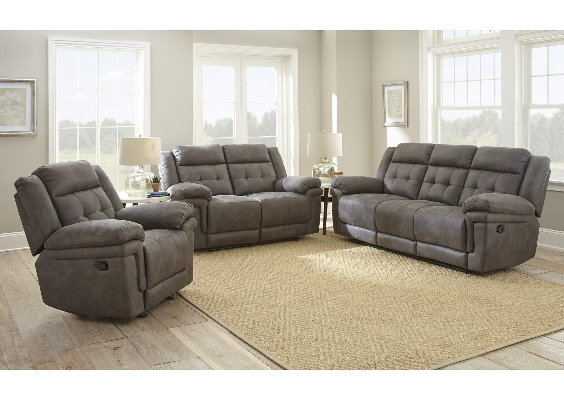 Anastasia Grey Recliner Armchair & Loveseat,Steve Silver