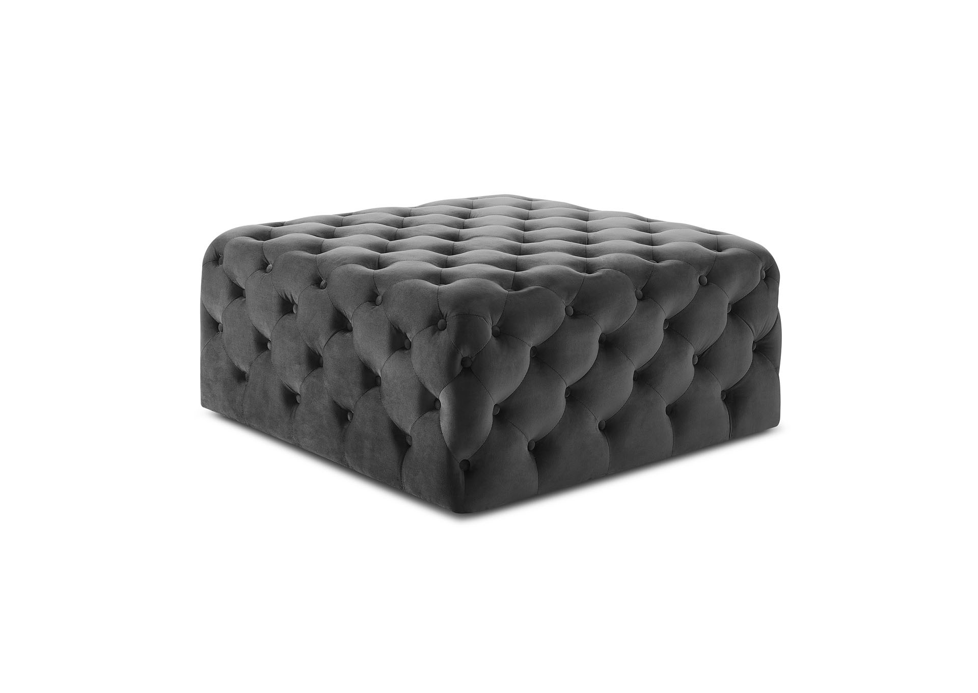 Belham Charcoal Square Tufted Ottoman,Steve Silver