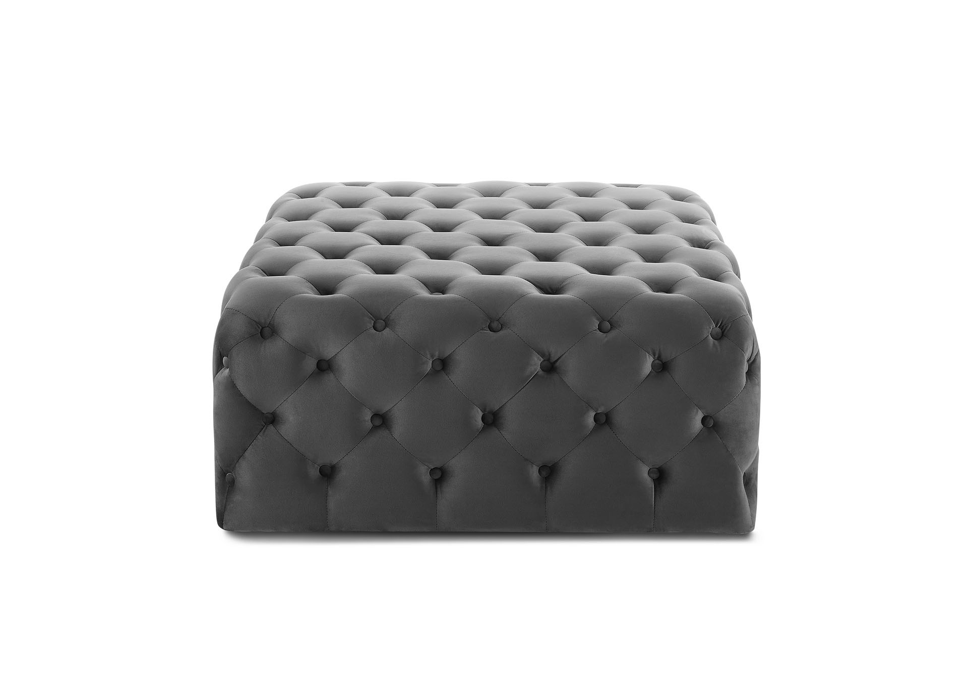 Belham Charcoal Square Tufted Ottoman,Steve Silver