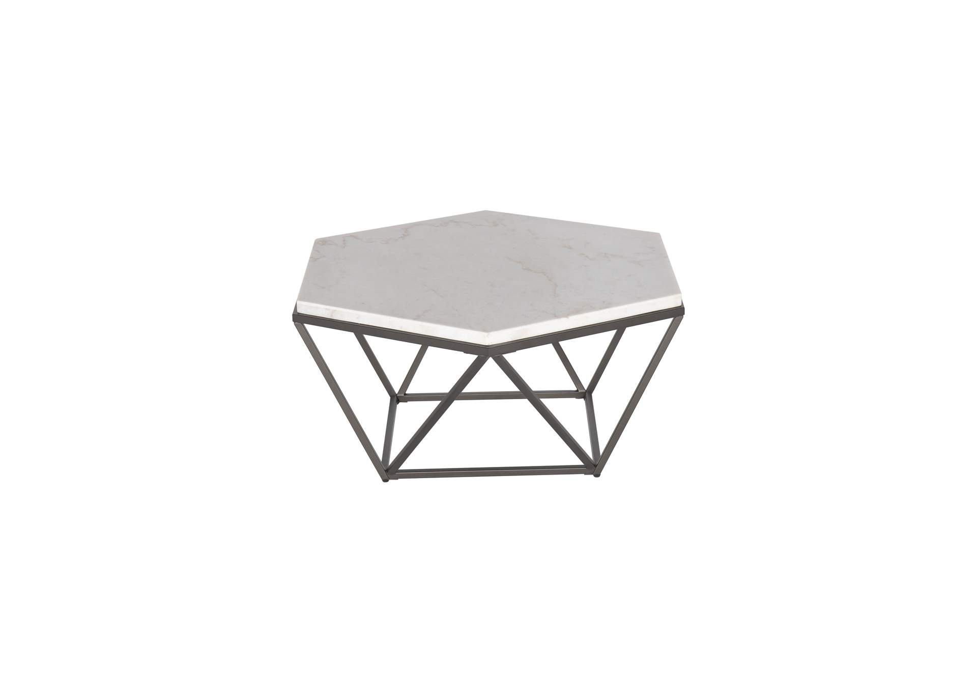 Corvus White Marble Top Hexagon Cocktail Table 36'' x36