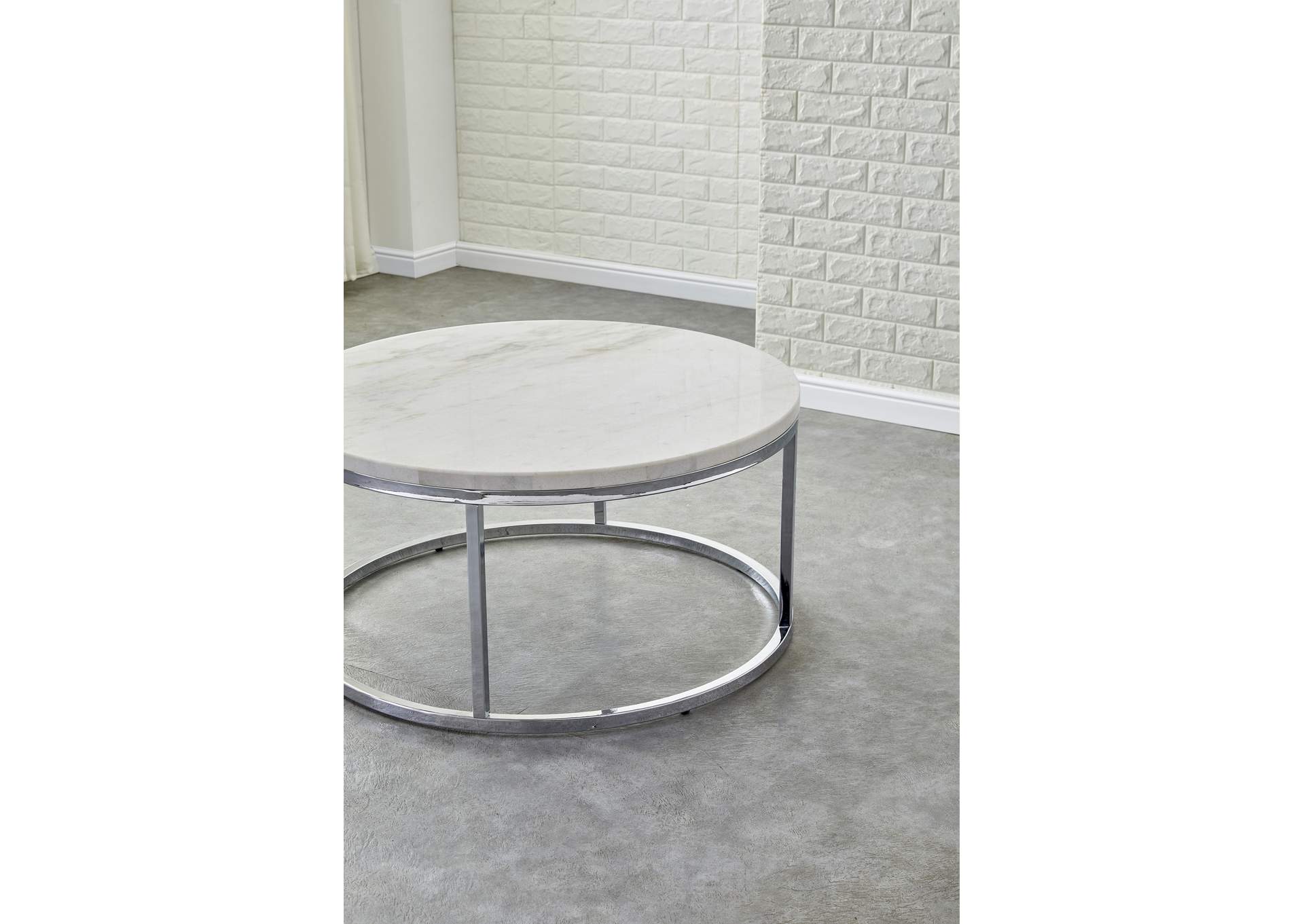 Echo White Marble Top Round Cocktail Table 36