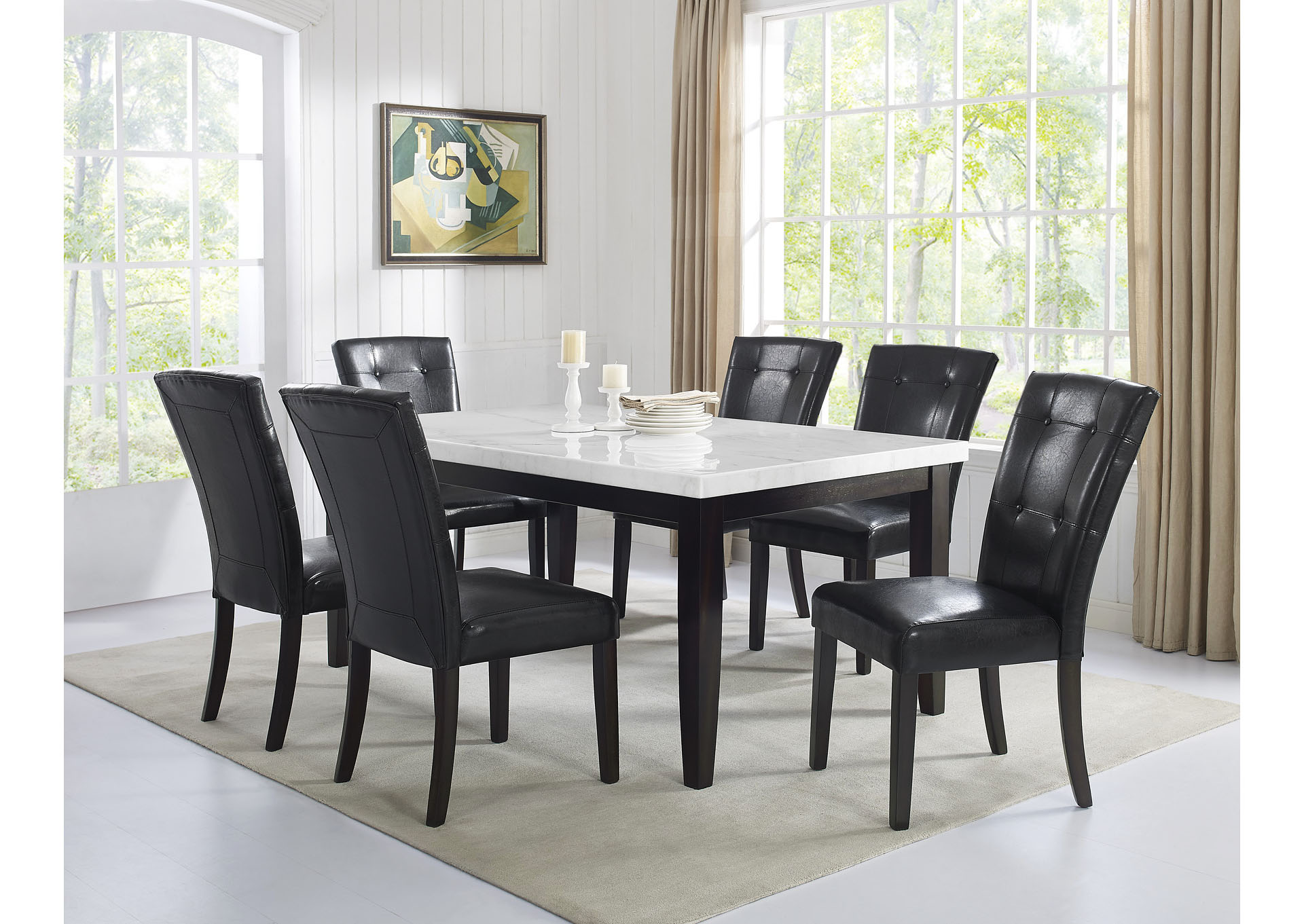 Francis Black PU Side Dining Chair [2/Ctn],Steve Silver