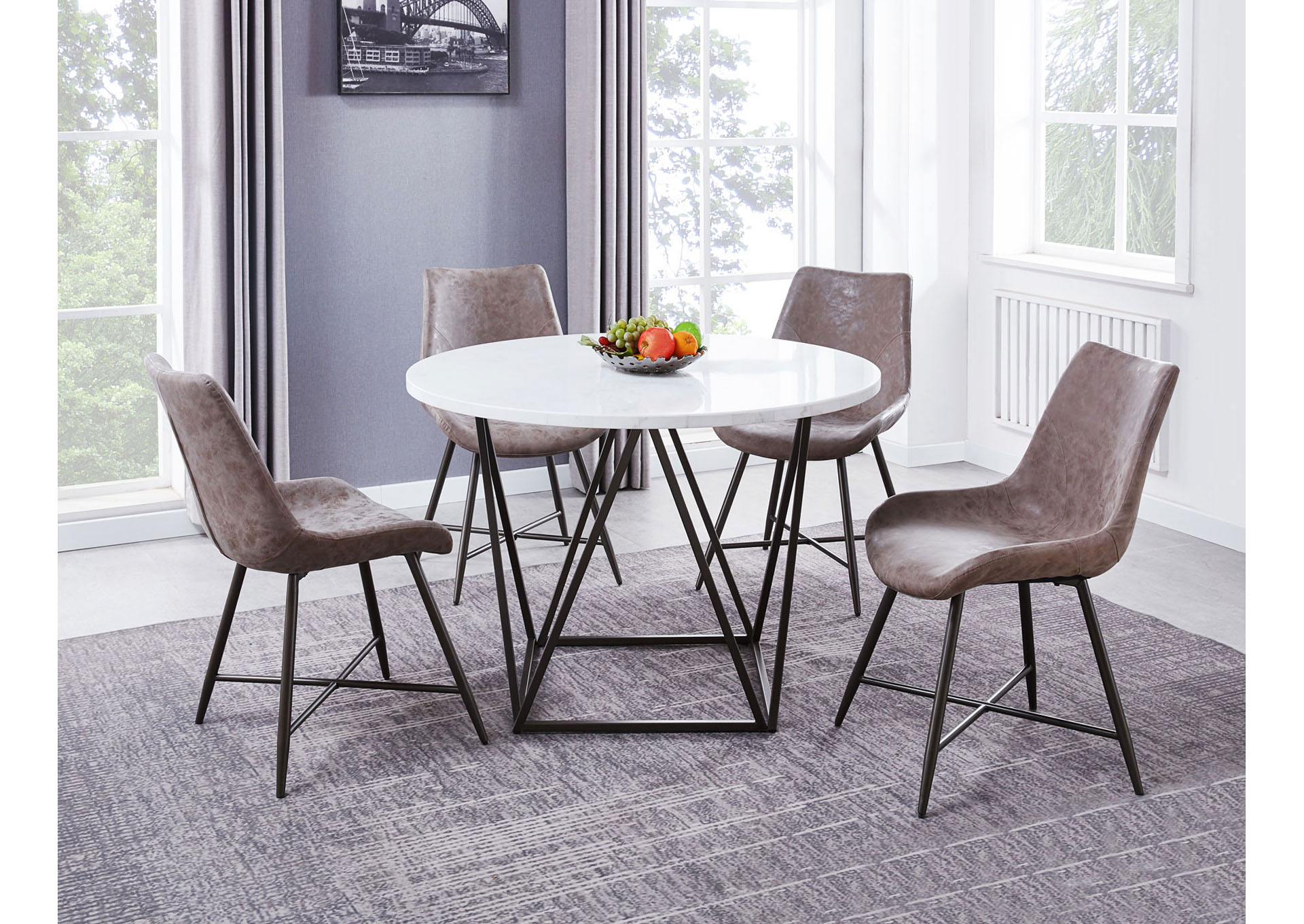 round marble dining table with 4 chairs