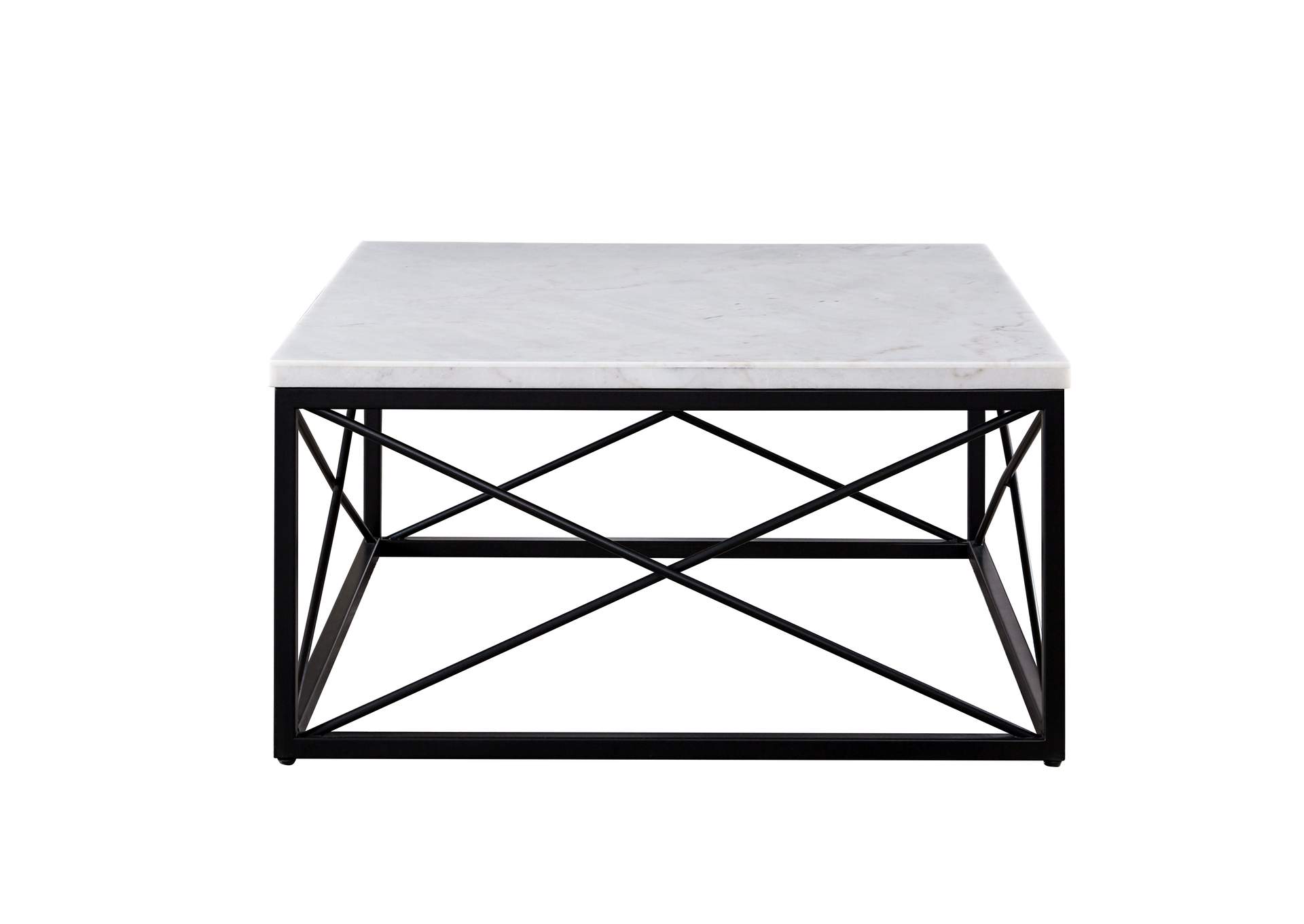 Skyler White & Black Marble Top Square Cocktail Table,Steve Silver