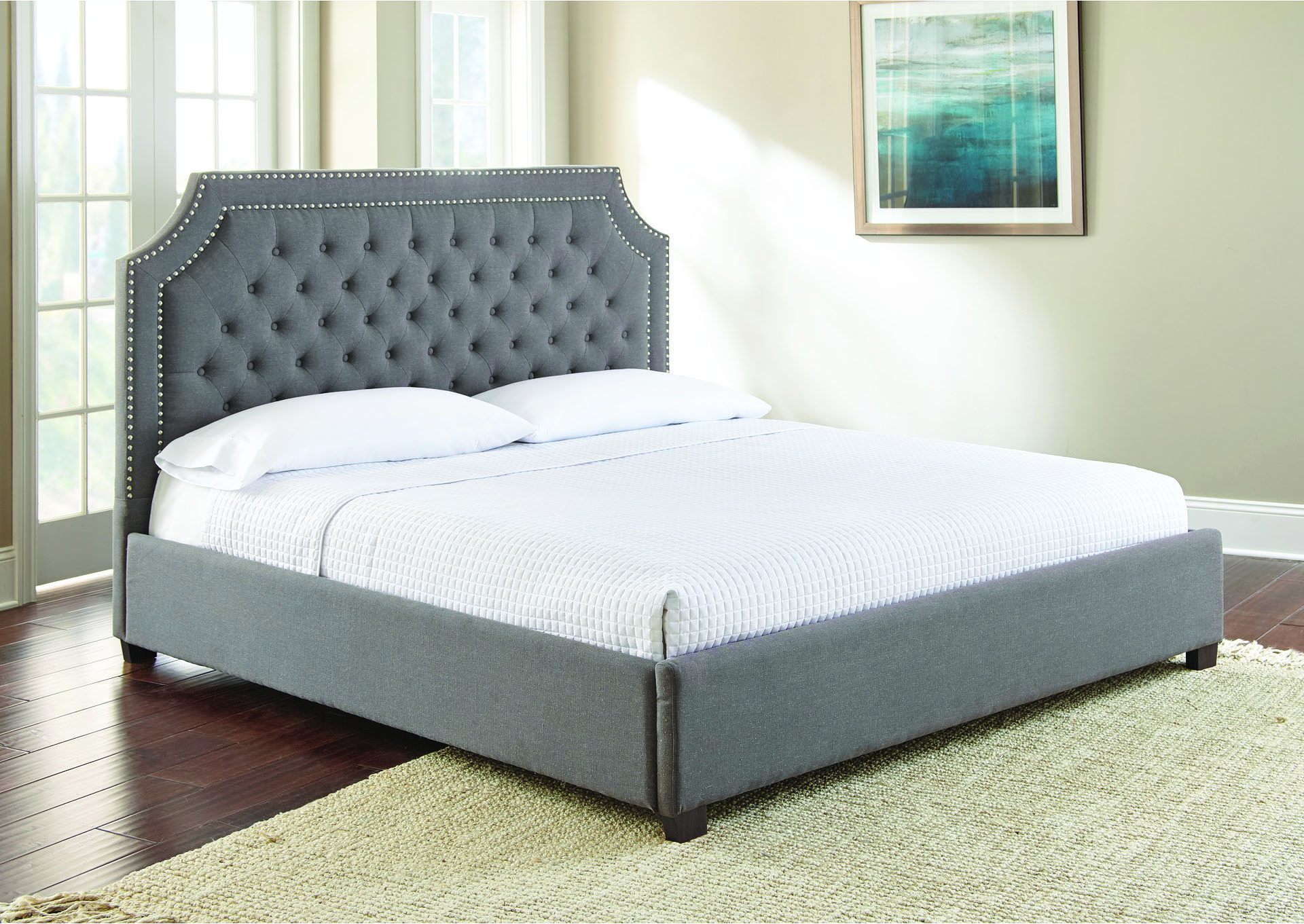 Wilshire Grey Upholstered King Bed,Steve Silver