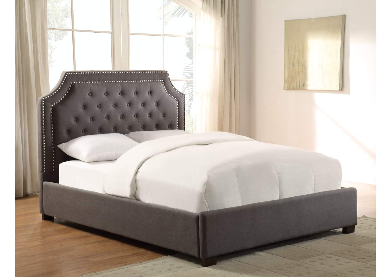 Wilshire Grey Upholstered King Bed,Steve Silver