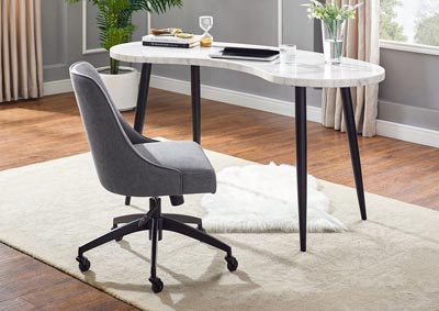 Kinsley Grey Swivel Upholstered Desk Chair,Steve Silver