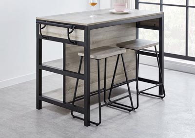Image for Carson Weathered Driftwood Rectangular Counter Dining Set W/ 2 Stools