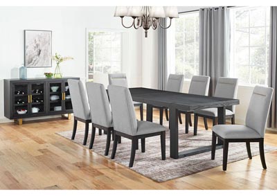 Yves Grey Rectangular Dining Set W 8, White Dining Room Table Seats 8