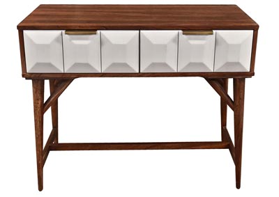 Ginny White & Walnut Console Table,Steve Silver
