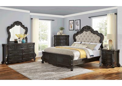 Rhapsody White Upholstered Sleigh Queen Bed