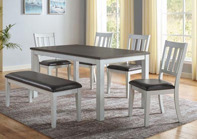 Image for Robin Ivory & Mocha Rectangular Dining Set W/ 4 Chairs & Bench