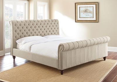 Swanson Sand Upholstered Sleigh Queen Bed