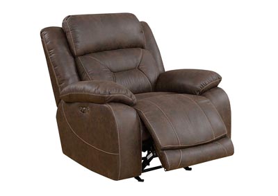 Aria Saddle Brown Power-2 Recliner,Steve Silver