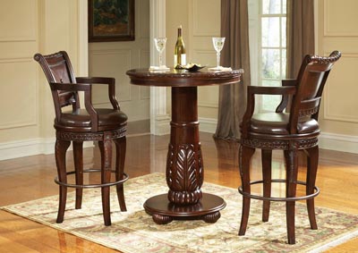 Image for Antoinette Brown Pedestal Round Dining Set W/ 2 Bar Chairs