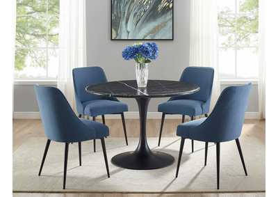Image for Colfax White Round Dining Set W/ 4 Chairs [Navy]