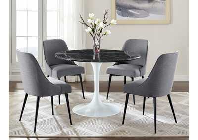 Image for Colfax Black Round Marble Dining Set W/ 4 Chairs [Stone]