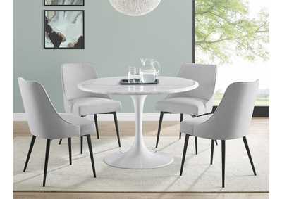 Image for Colfax White Round Marble Dining Set W/ 4 Chairs [Charcoal]