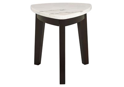 Francis White Triangle Marble Top Cocktail Table W/ 2 End Tables,Steve Silver