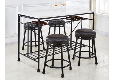 Claire White & Black Rectangular Counter Dining Set W/ 4 Stools,Steve Silver