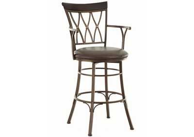 Image for Bali Grey Brown Jumbo Swivel Bar Chair with Armrest [Set of 2]