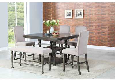 Image for Caswell Grey Counter Dining Set W/ 4 Chairs & Bench