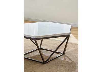 Corvus White Marble Top Hexagon Cocktail Table 36'' x36