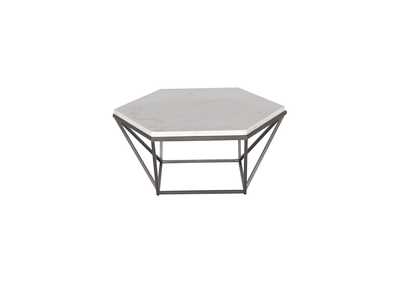 Corvus White Marble Top Hexagon Cocktail Table 36'' x36