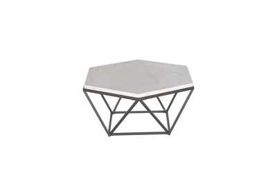 Corvus White Marble Top Hexagon Cocktail Table 36'' x36