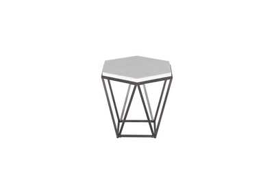 Image for Corvus White Marble Top Hexagon End Table 24"x24"