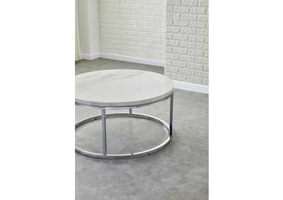 Echo White Marble Top Round Cocktail Table 36