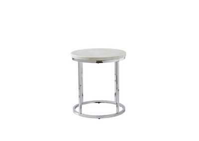 Image for Echo White Marble Top Round End Table 22" x22"