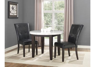 Image for Francis White & Black Round Marble Top Dining Set W/ 2 Chairs