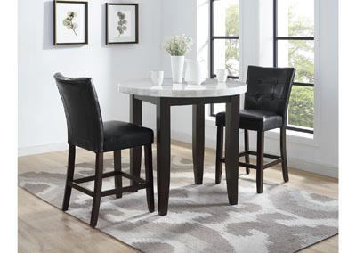 Image for Francis White & Black Round Marble Top Counter Dining Set W/ 2 Chairs