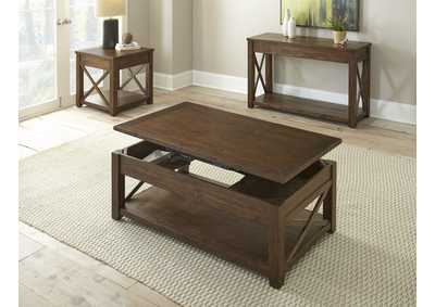 Image for Lenka Mocha Lift Top Cocktail Table w/Casters