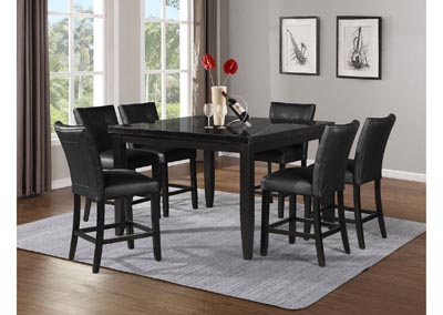 Image for Markina Black Square Marble Top Counter Dining Set W/ 6 Chairs [Black]