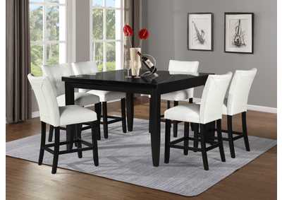 Markina Black Square Marble Top Counter Dining Set W 6 Chairs White Ivan Smith Furniture Markina Black Square Marble Top Counter, Dining Room Chairs Set Of 6 Black And White
