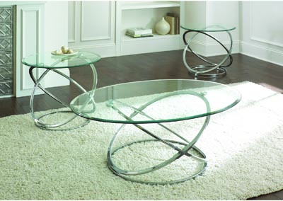 Image for Orion Metallic Glass Top Cocktail Table W/ 2 End Tables