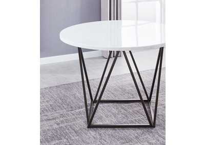 Ramona White Marble Top Round Dining Table,Steve Silver