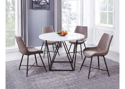 Image for Ramona White Round Marble Top Dining Set W/ 4 Chairs