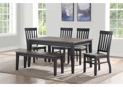 Image for Raven Noir Grey Rectangular Dining Set W/ 4 Chairs & Bench