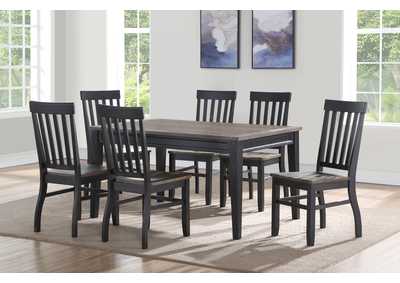 Image for Raven Noir Grey Rectangular Dining Set W/ 6 Chairs